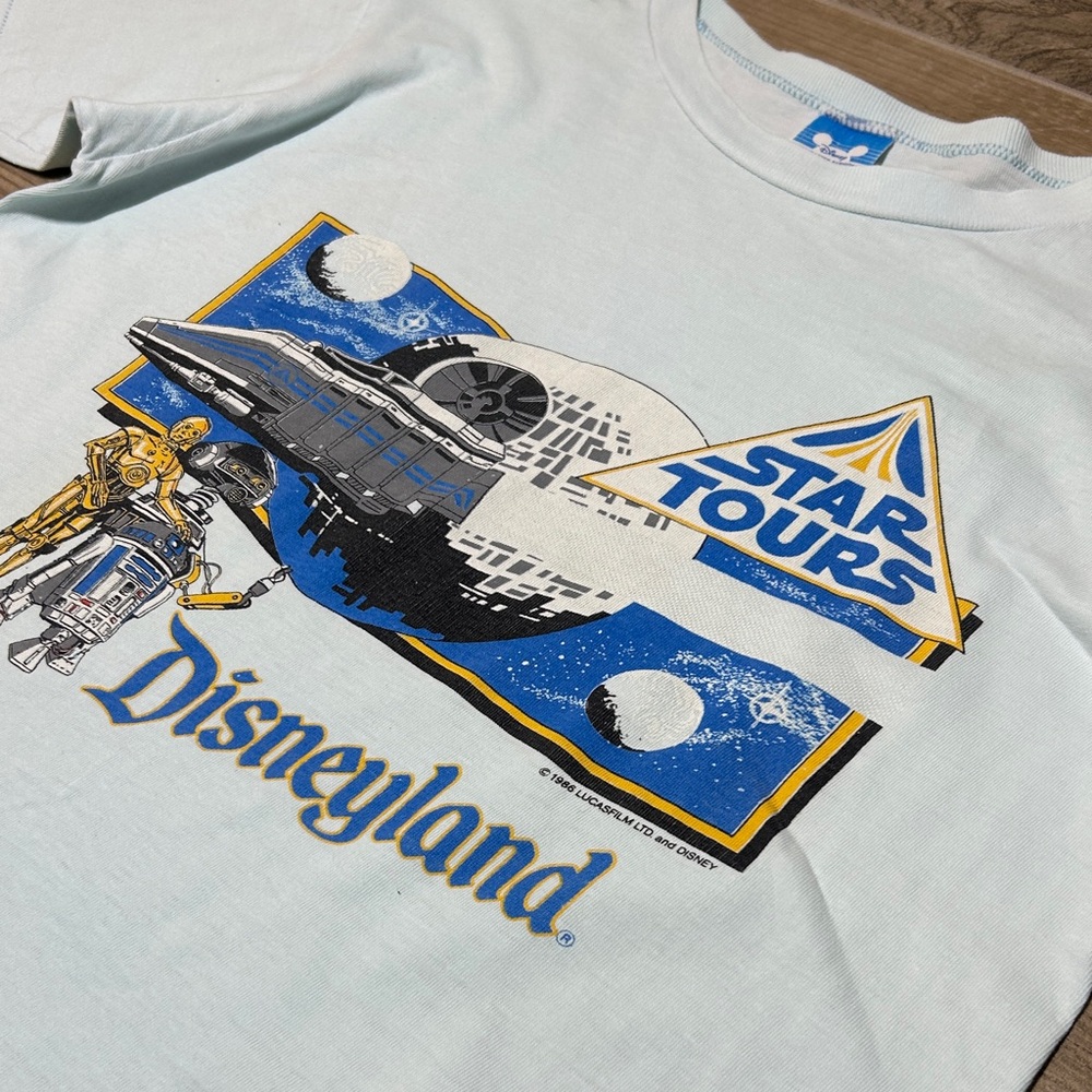 Vintage 1986 Star‎ Tours Disneyland T-Shirt Lucasfilm & Disney Medium USA - Picture 3 of 12